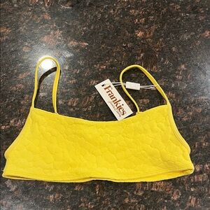 Frankie's Bikinis Yellow Textured Bikini Top